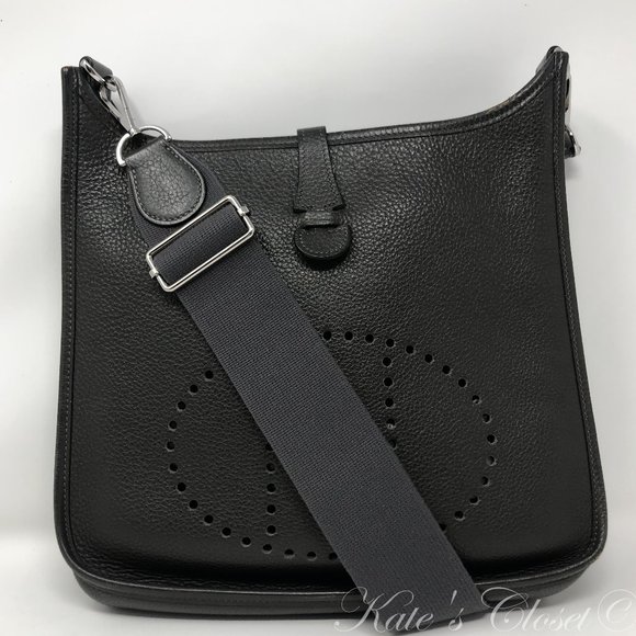 HERMES Evelyne III Taurillon Clemence (P Square) Gray Cross Body Bag - Picture 1 of 16